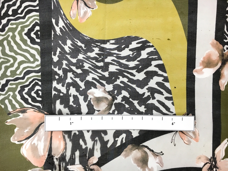 Printed Silk Chiffon with Butterflies and Abstract Geometric Patterns2