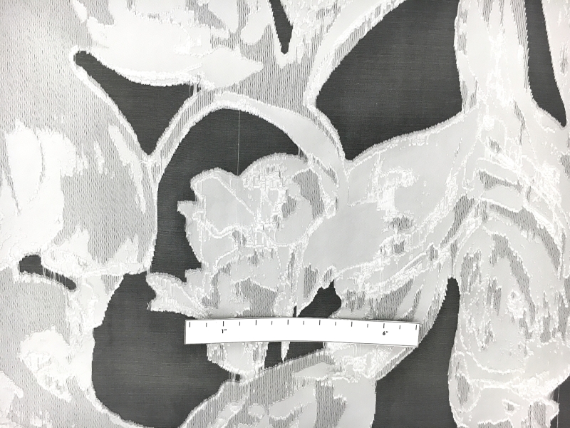 White Silk Organza Panel with Large Abstract Carnations1