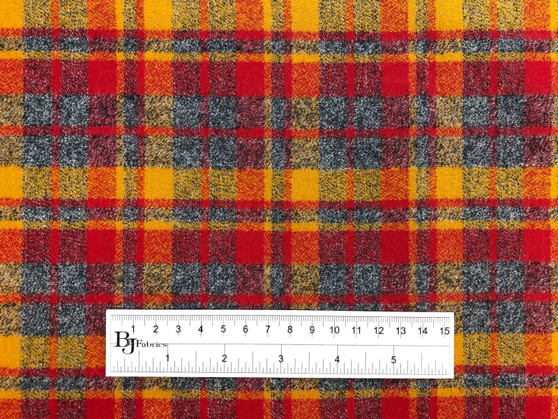 Cotton Mammoth Flannel Plaid in Crimson Pumpkin Grey3