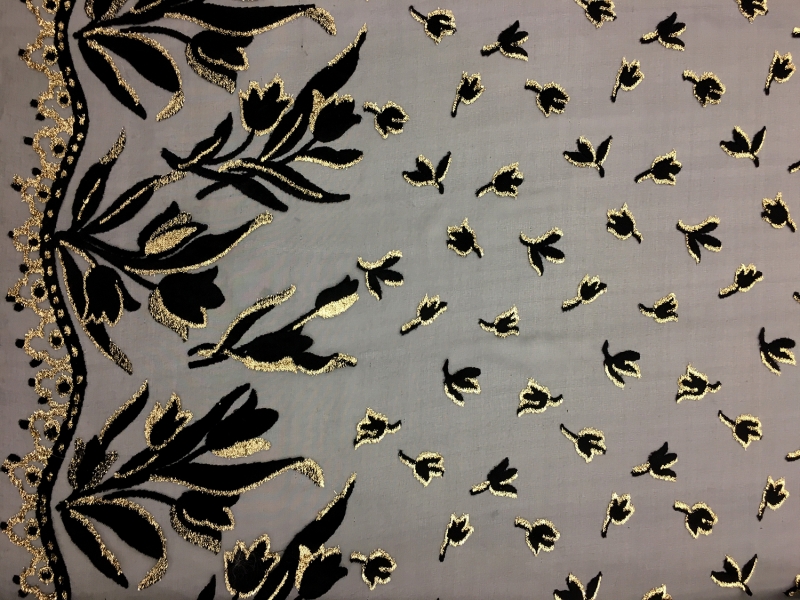 Silk Lurex Panné Burnout Velvet with Border Pattern0