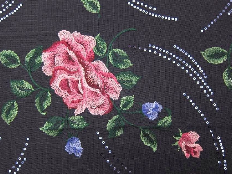 Sequins on Embroidered Illusion0