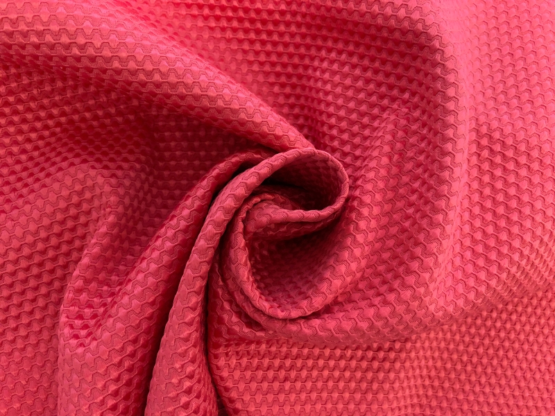 Stretch Cotton Poly Blend Pique in Cherry1