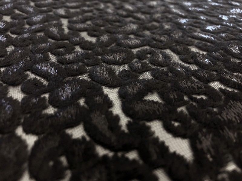 Black Paisley Rayon Lurex Panne Burnout Velvet 2