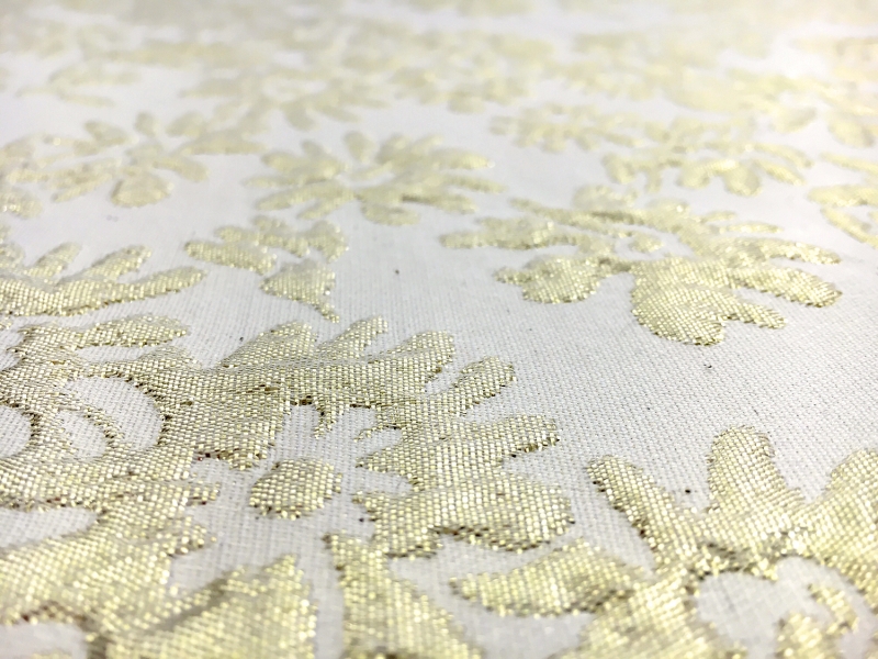 Metallic Floral Brocade in Light Gold2