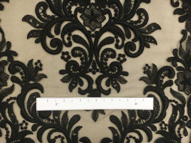 Ornate Embroidered Tulle in Black2