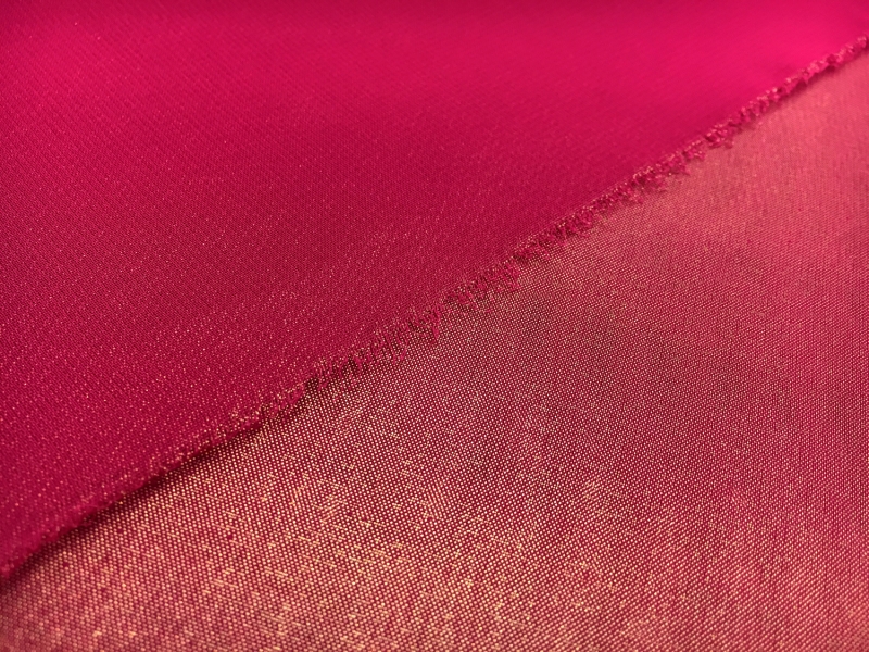 Microfiber Gold Metallic Chiffon in Raspberry 1