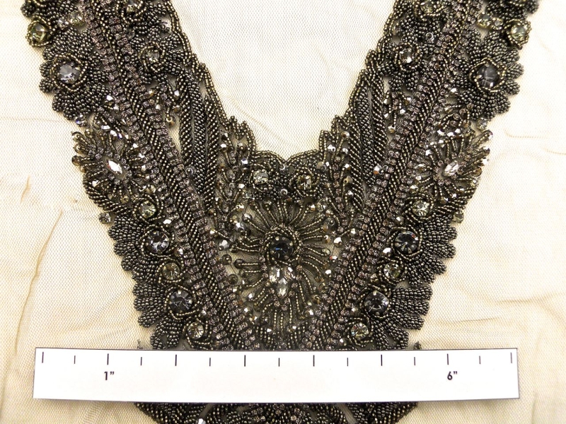 Isabelle Taupe Crystal Beaded Tulle Bodice1