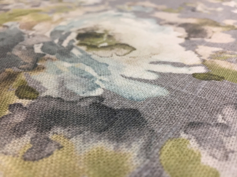 Linen Viscose Upholstery Watercolor Florals Print2