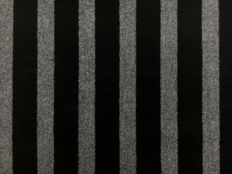 Italian Stretch Wool Blend Flannel Stripe in Black0
