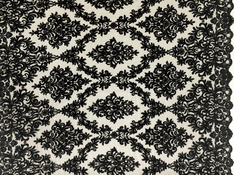 Ornate Embroidered Tulle in Black0