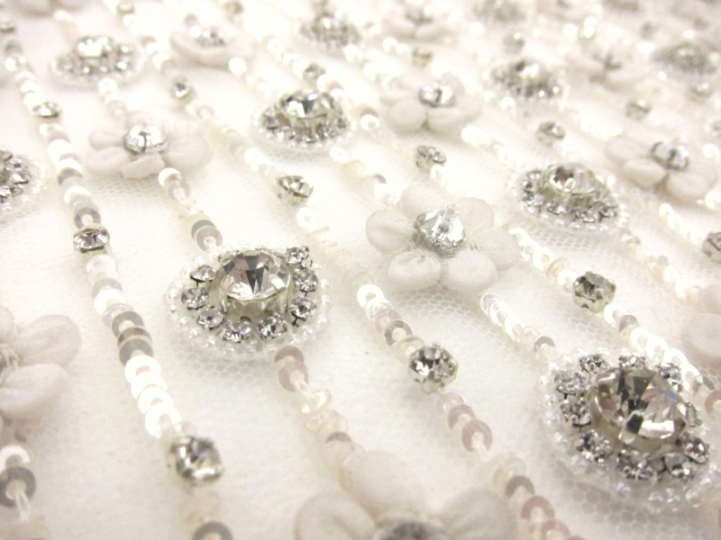 Degradé Hand Beaded and ReEmbroidered Tulle0