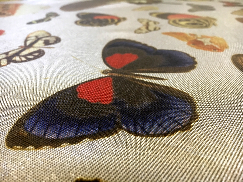 Printed  Silk and Poly Blend Crepe Lamé with Various Butterflies2