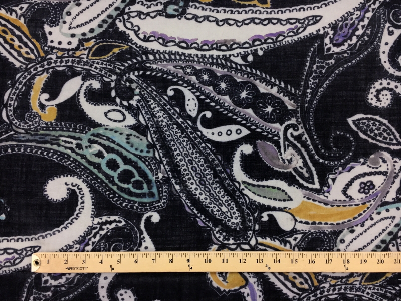 Italian Wool Challis With Over Sized Paisley Print2