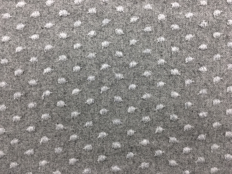 Cotton Wool Flannel With Embroidered Dots0