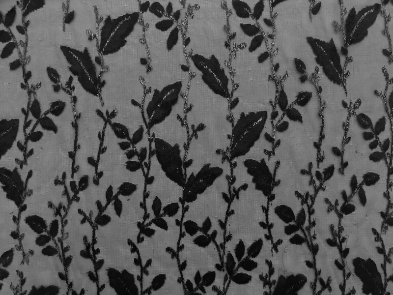 Silk Lurex Burnout Panne With Leaves Motif0