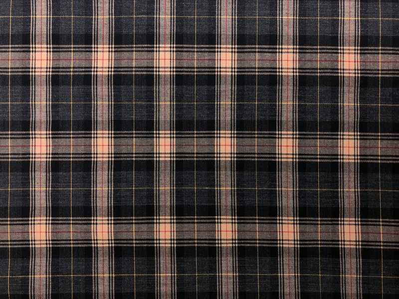 Black and Camel Brown Superfine Wool Tartan Plaid0