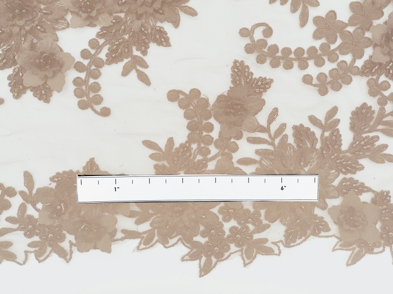 Beaded and Embroidered Tulle in Champagne1