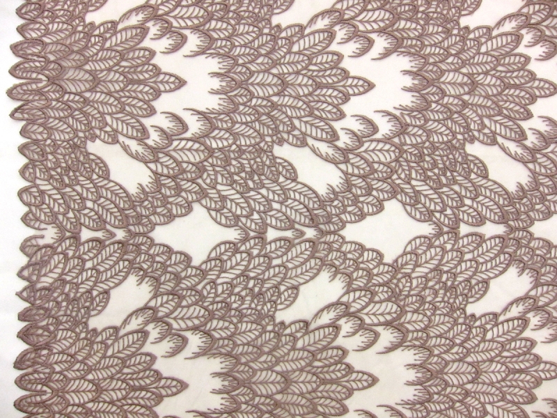 Embroidered Tulle in Old Rose0