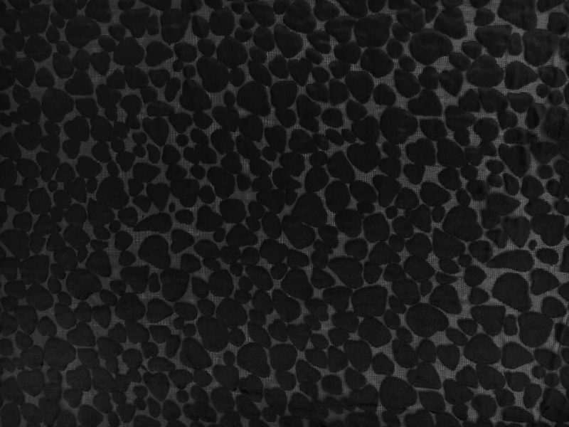 Poly and Rayon Burnout Velvet with Uneven Dots in Black2