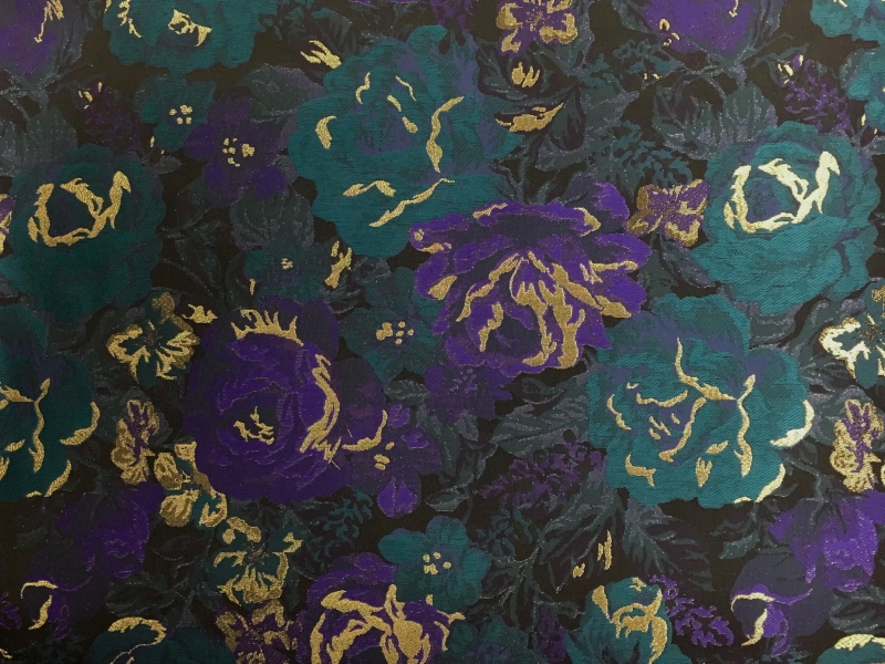 Metallic Brocade with Roses and Floral Motifs0