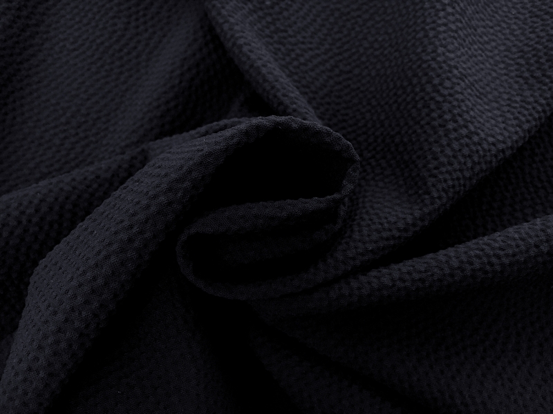 Italian Stretch Virgin Wool Seersucker Crepe in Navy1