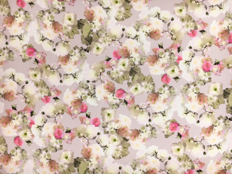 Printed Silk Gazar with Cascading Flowers0