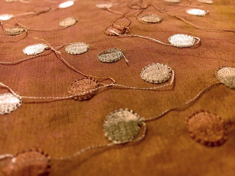 Iridescent Silk Shantung with Embroidered Dots2