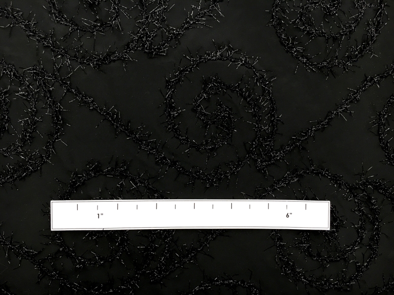 Polyester Taffeta with Lurex Embroidered Swirls1