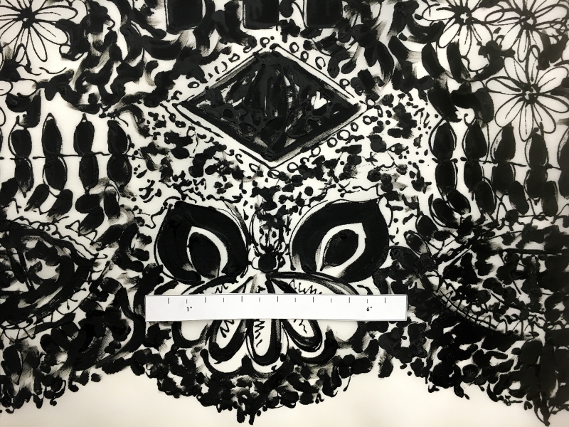 Hand Painted Lacquer Border Silk Gazar Panel1