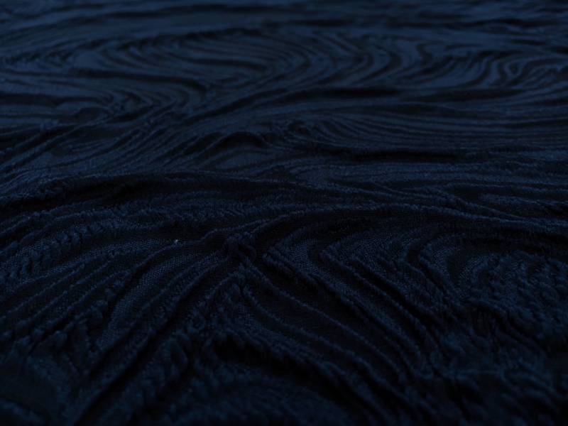 Silk and Polyester Blend Cloqué Brocade with Wave Texture2