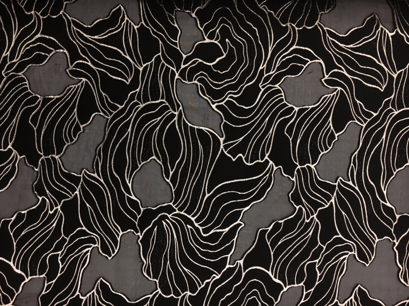 Silk and Wool Blend Metallic Fil Coupé Organza0