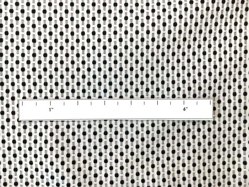 Polyester Swiss Dot Brocade with Black Dots1