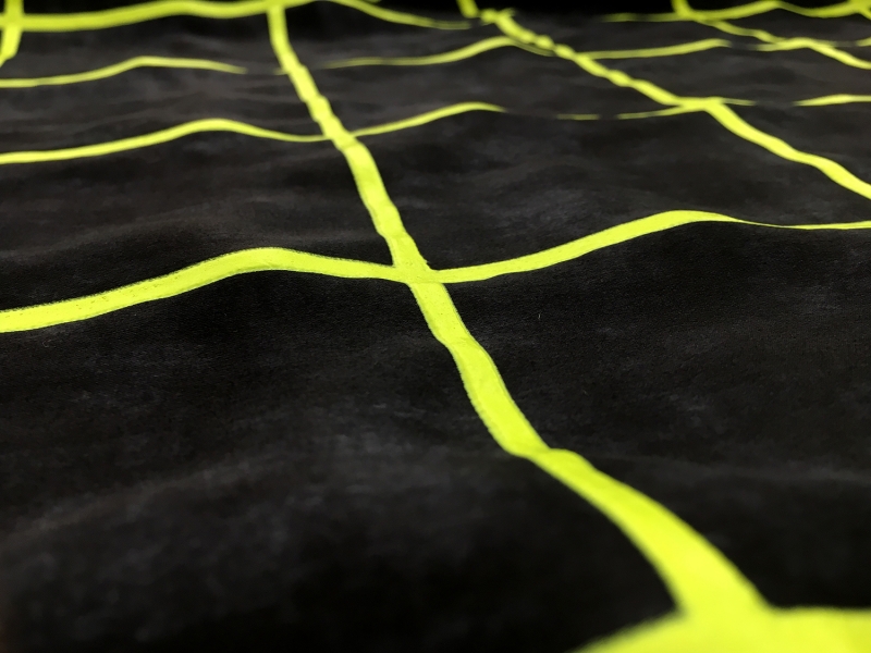 Silk Charmeuse Panel with Neon Puff Paint Grid2