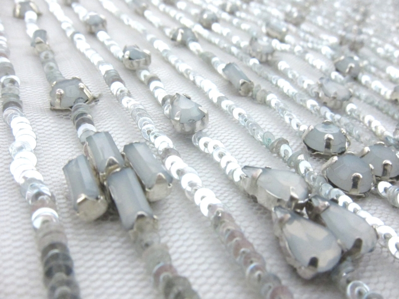 Rose Montee and Sequins Embroidered Tulle in Grey2