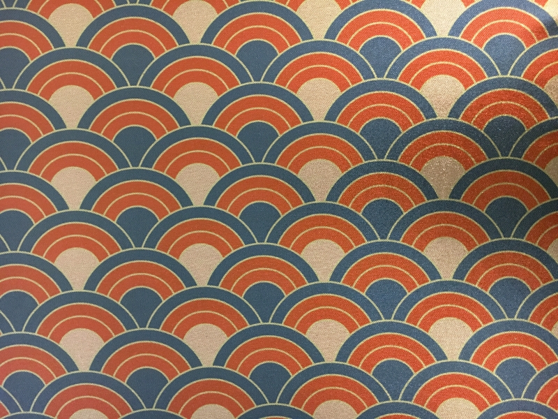 Printed  Silk and Poly Blend Crepe Lamé with Repeating Waves0