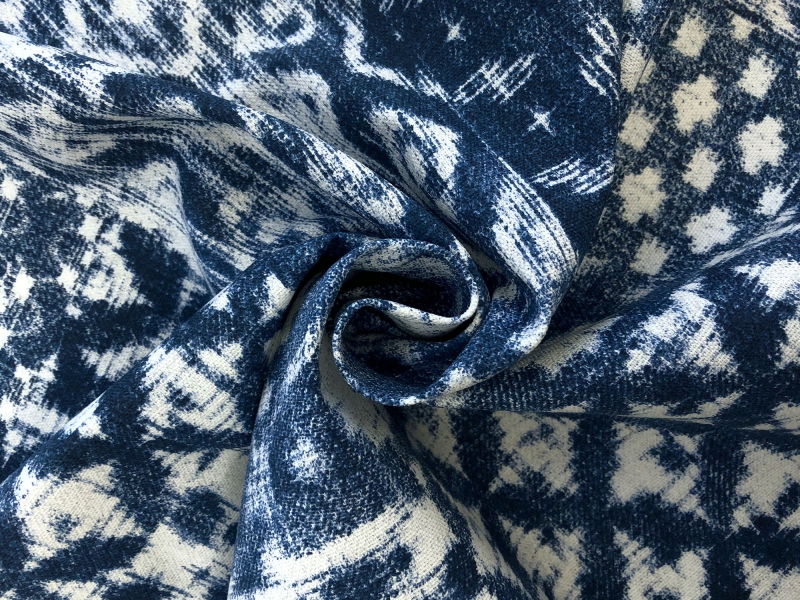 Cotton Canvas Shibori Collage Print in Indigo1