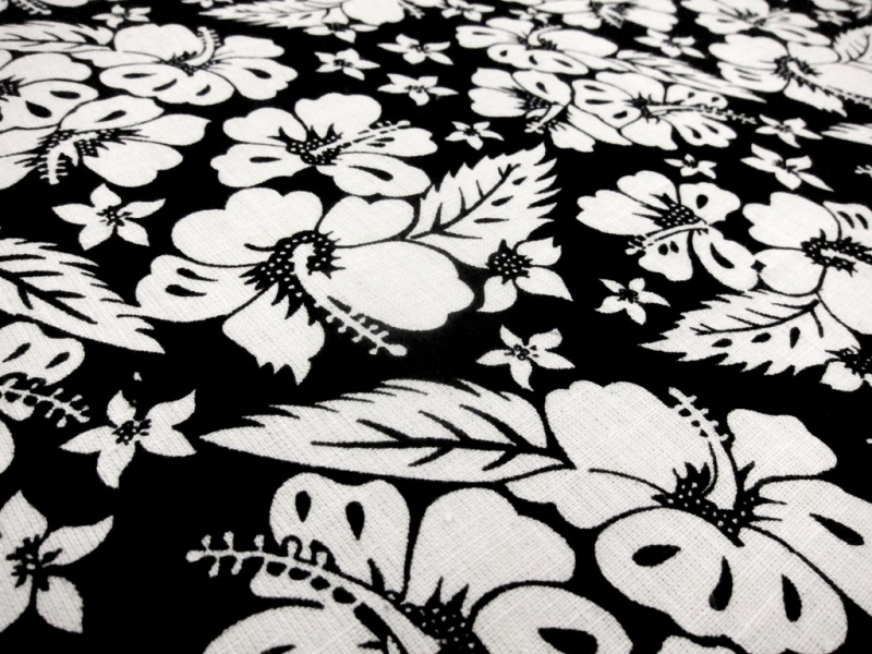 Linen Hibiscus Flower Print2