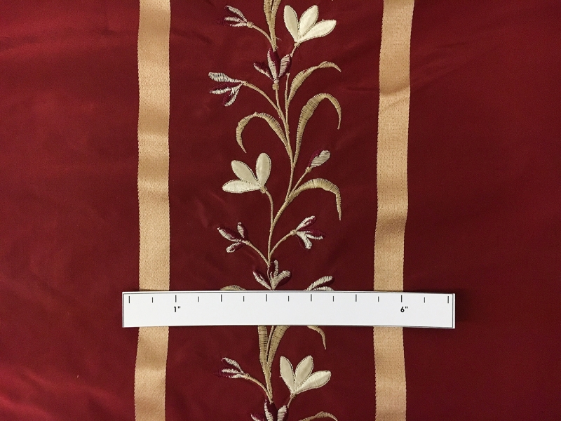 Iridescent Silk Taffeta with Satin Stripes and Embroidered Vines1