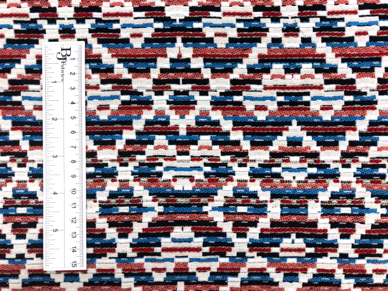 Cotton Blend Native Pattern in Red White Blues3