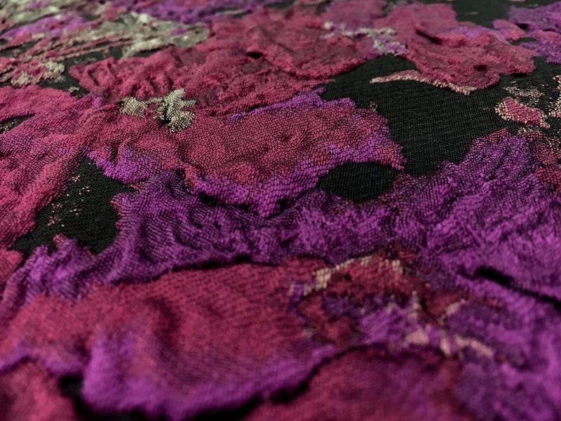 Polyester Twill with Metallic Abstract Floral Border3