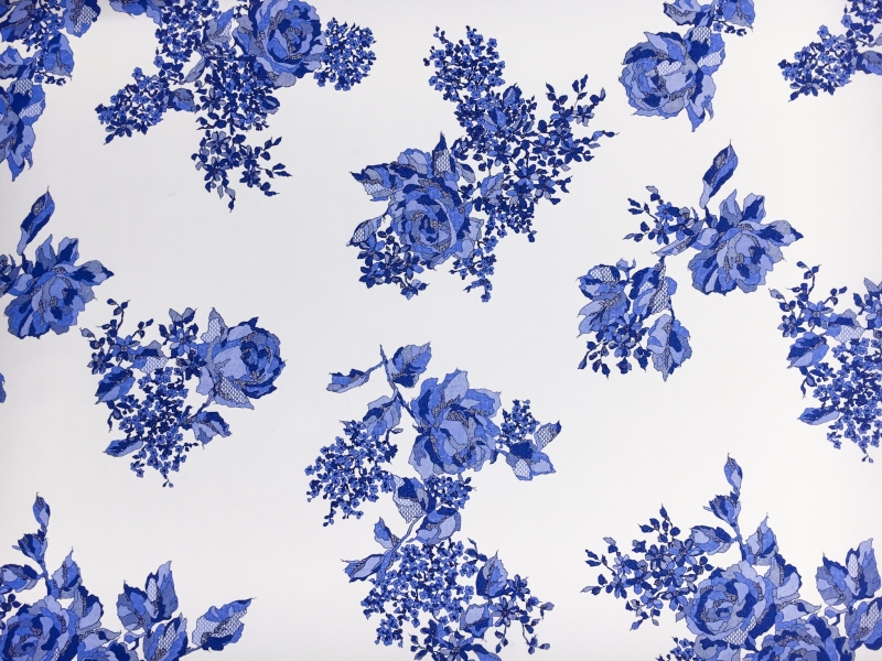 Printed Silk Couture Gazar with Roses0