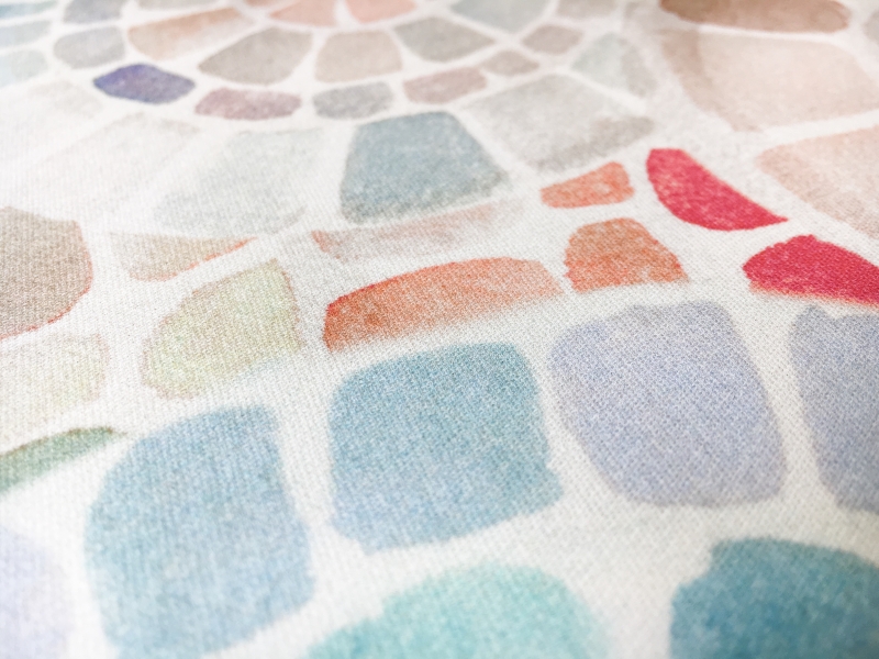 Printed Silk Crepe with Watercolor Tiles 2