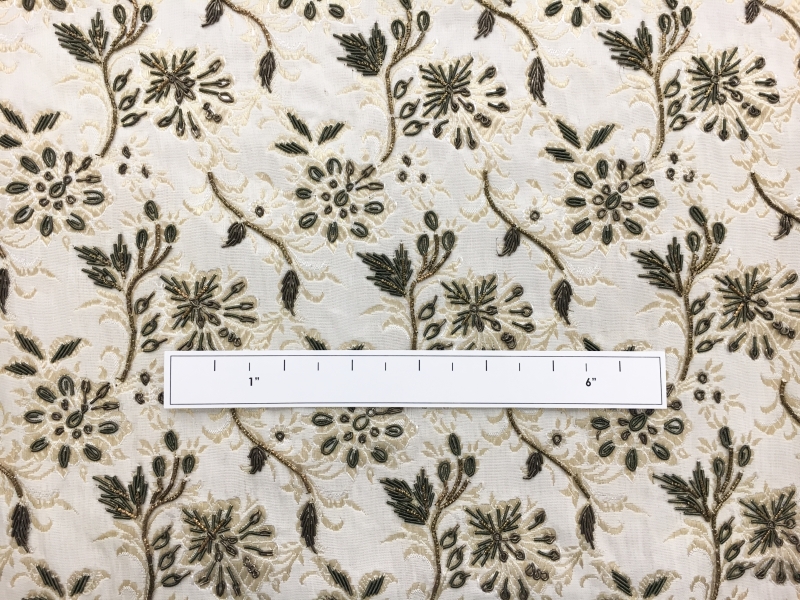 Heavily Beaded and Embroidered Silk Shantung1