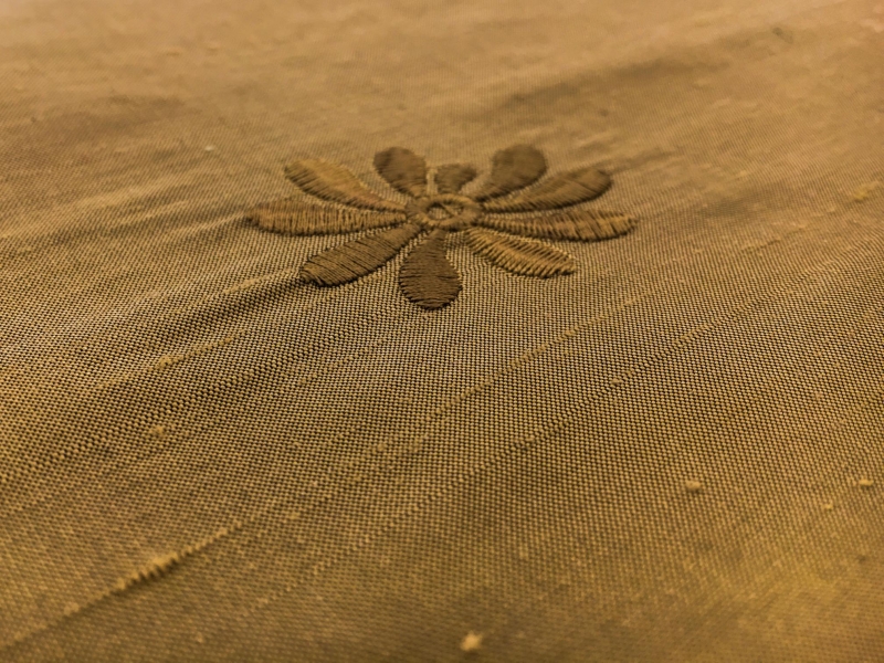Iridescent Silk Shantung with Embroidered Flowers2