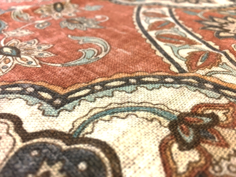 Upholstery Linen Viscose Print With Large Paisley Motif3