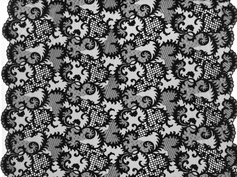 Beaded and Embroidered Tulle in Black0