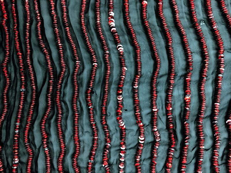 Red Novelty Sequins on Silk Chiffon2