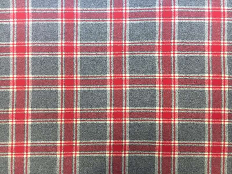 Cotton Mammoth Flannel Plaid in Grey and Red0