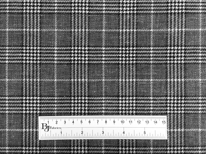 Italian Silk Linen Wool Blend Plaid in Graphite3