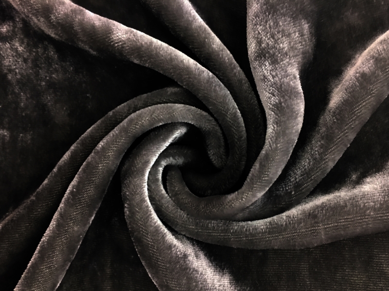 Silk and Rayon Velvet in Charcoal0
